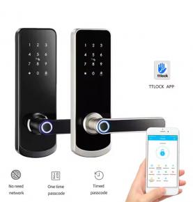 Tuya Wifi Fingerprint Password Card Door Handle Lock TTLock Smart Door Lock Digital Remote Control Room Apartment Hotel Lock